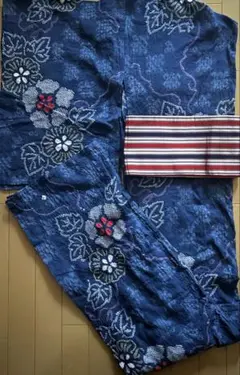お盆限定価格//最終値下げ//有松絞り 浴衣 藍色 扇 豪華 - メルカリ
