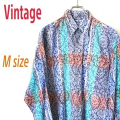 Vintage ヴィンテージ 長袖 総柄シャツ コットン レーヨンシャツ