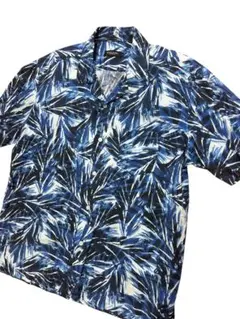 美品ブラックレーベル クレストブリッジ 総柄 リネン半袖シャツ size M