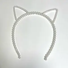 猫耳パール風ビーズ　カチューシャ