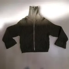 Rafnaf　オリーブグリーン ハイネック　ジッパー付きビック襟ニット　Lサイズ