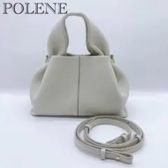 極美品】POLANEポレーヌ ヌメロユイット カヌレバッグ グレージュ