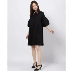 【美品】シスタージェーン＊バルーン袖ギャザーボリュームワンピース刺繍パールビーズ