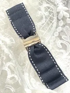 ネイビーリボンヘアアクセサリー 約10cm