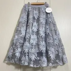 未使用 Chesty チェスティ 花柄チュール刺繍 フレアスカート