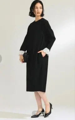 極美品☆デミルクスビームス 洗える フレアワンピース ヘムライン ギャザー 極美品☆デミルクスビームス 洗える フレアワンピース ヘムライン