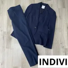 美品✨️インディヴィ　パンツスーツ セットアップ　フォーマル　洗える　ネイビー
