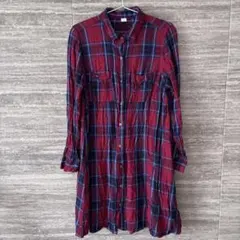 OLD NAVY チェック柄 長袖シャツワンピースM US古着 美品