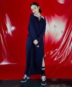 WONEM◆ ラガーシャツスリットロングワンピース