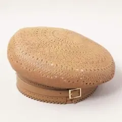 カシラ ハンチング ベレー帽 フェイクレザー ベージュ