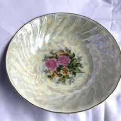 花柄　陶器　ボウル（虹色光沢）　サラダ　オーロラ　大皿