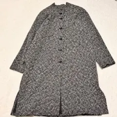 【上質】UnoViento ツイード風 ロングコート スタンドカラー ウール混のサムネイル