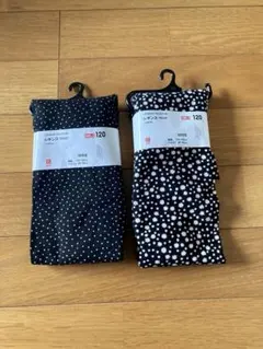 新品未使用。ユニクロ☆ドット&フラワーレギンス2着セット。
