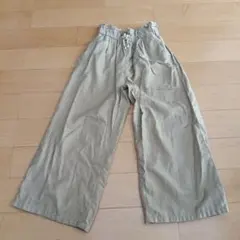 ベージュ ワイドパンツ ゴムウエスト130
