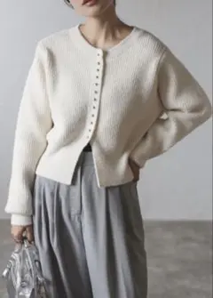 【新品】(ガーデI)BONJOUR SAGAN スリットヘムフェザーカーディガン