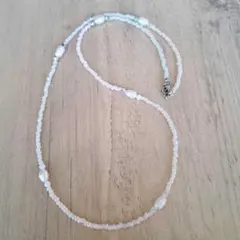 No.147　ビーズネックレス　ハンドメイド　天然淡水パールオーバル型　ロング