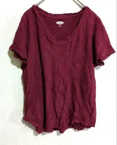 海外古着✨OLD NAVY バーガンディ Vネック Tシャツ 【S】