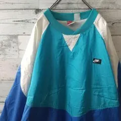 90s☆ナイキ 刺繍ボックスロゴ プルオーバー ナイロンジャケット マルチカラー