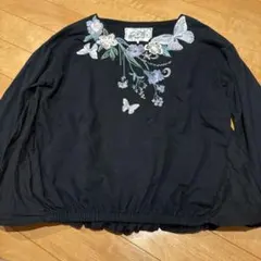 スカラー scolar 刺繍 長袖カットソー ブラック