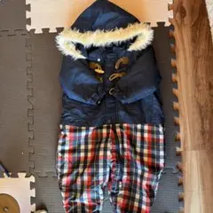 ファー付きフード ネイビーアウター 90cm