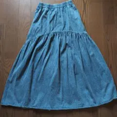 LOGOSDAY　デニムティアードロングスカート　M