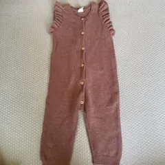 フリル付きピンクニットオーバーオール H&M