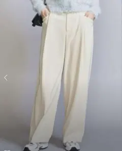 BEAUTY&YOUTH ツイル バックゴム ストレート パンツ オフホワイト