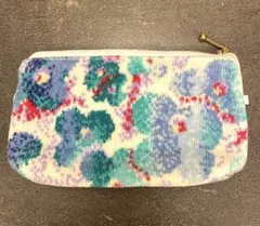 フェイラー FEILER ポーチ 白地 ブルー パープル 花柄  未使用