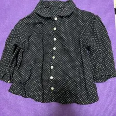 子供服 カッター ブラウス 水玉 ドット 黒 GLOBAL WORK