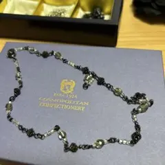 ビーズネックレス 黒と透明ビーズ