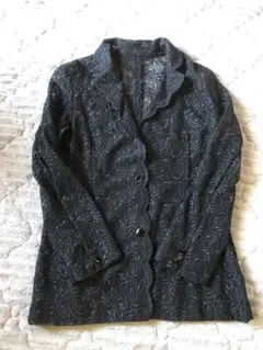 ハンドメイド　ネイビーレースカーディガン