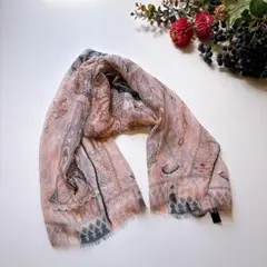 D448　ETRO エトロ　シルクストール ショール ピンク　訳あり　ペイズリーのサムネイル