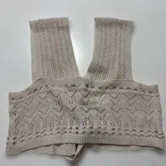 ニットベスト レース編み　ベージュ