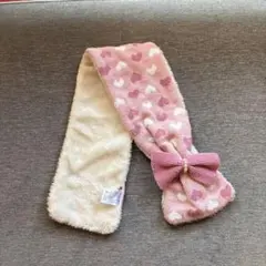 annyFAM ピンク ハート模様 リボン付きマフラー