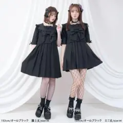 Dear My Love レースフリルリボン学園ワンピースミニ丈 オールブラック
