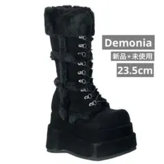 新品⭐️Demonia 厚底 ファー ロングブーツ 黒 23.5cm US7 - メルカリ