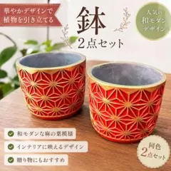 和モダン 鉢 2点セット 麻の葉模様 赤のサムネイル