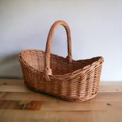 籐バスケット　小ぶりサイズ　ワインバスケット　みかんかご