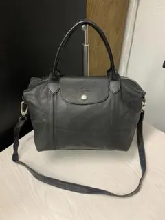 【美品】LONGCHAMP 2way 黒　ル・プリアージュ・キュイール