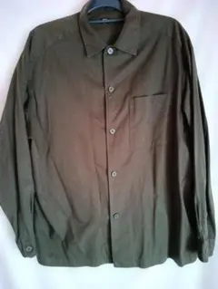 UNIQLO メンズ 長袖シャツ カーキ Lサイズ