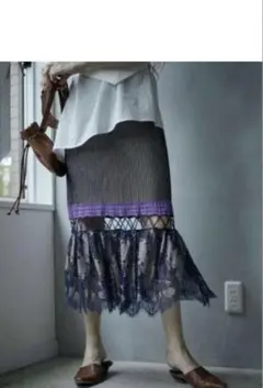 Ameri VINTAGE SCALLOPLACEKNITSKIRT Sサイズのサムネイル