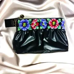 FEILER ポーチ 黒 アネモネ 花柄