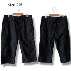 メンズ カーゴパンツ 7分丈 ハーフパンツ ブラック M