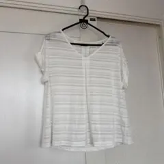 HusHusH 半袖 Tシャツ ホワイト ボーダー Lサイズのサムネイル