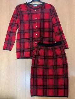 レトロ チェック柄 ニットスカートセットアップ