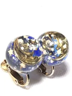 【美品】月と星のモチーフ イヤリング ／ハンドメイド購入品