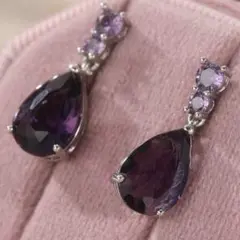 ジルコニア　アメジスト風　ピアス　パープル　紫　水滴　可愛い　日常使い　上品