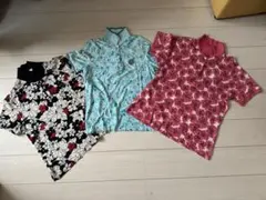 Monterey フラワーパターン ポロシャツ Lサイズ 黒・水色・ピンク