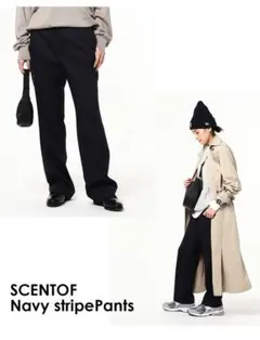 お値下げ　SCENTOF ネイビー ストライプパンツ　apstudioのサムネイル
