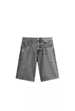 新品タグ付き ZARA バギーデニムパンツ グレー ダメージ加工 EUR38のサムネイル